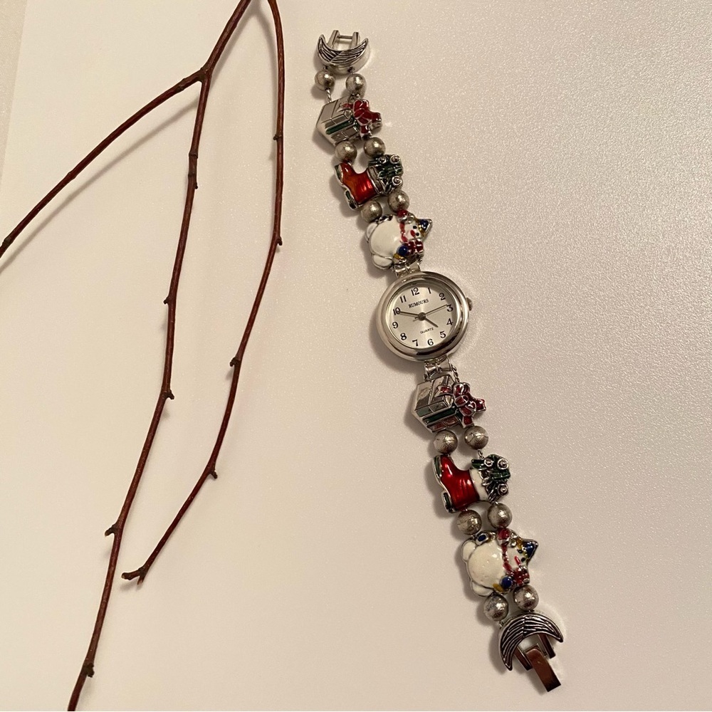 Rumours Christmas Snowman/ Stocking/ Gift Silver-Tone Fashion Watch